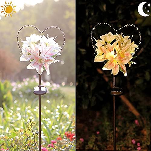 Starryfill Solar Garden Stake Lights, 39.5in Heart LED Memorial Grave Decor