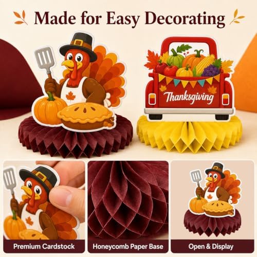 12Pcs Thanksgiving Decorations Thanksgiving Honeycomb Centerpieces