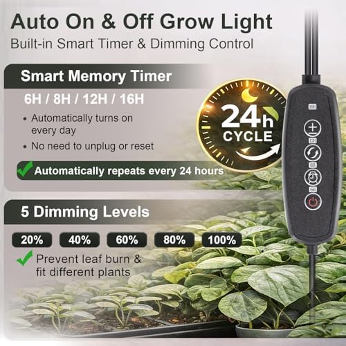 LBW 10.2in Grow Lights for Indoor Plants, Plant Grow Light with Stand
