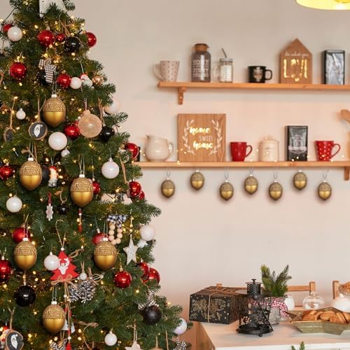 Lyrow 24 Pcs Christmas Acorn Ornaments Gold Plastic Hanging Tree Decor