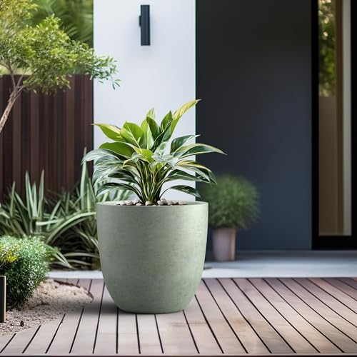 Kante Large Round Bowl Mint Green Concrete Planter 18" Dia, Outdoor