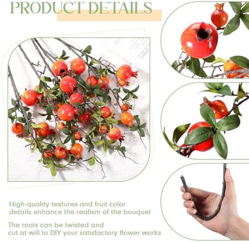 Thiccywoov 10 Pcs 31.5'' Artificial Pomegranate Branches Decor, Orange