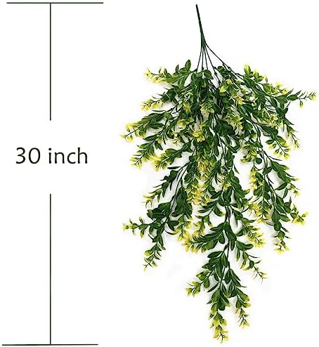 PASYOU Artificial Hanging Plants, Fake Vines Plastic Leaves Ivy Faux Greenery UV Resistant Plant for Indoor Outdoor Garden Office Decor Christmas Wedding Party Baskets DIY Decoration Yellow 4 Pack