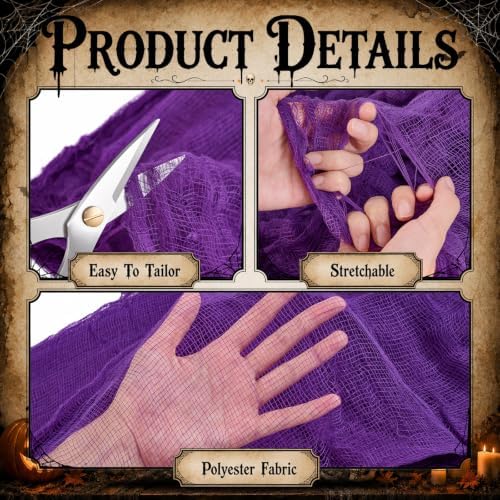 600 x 80 in Halloween Creepy Cloth for Yard and Outdoor Decorations, Purple