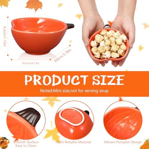 10 Pcs Fall Ramekins 6 oz Oven Safe Pumpkin Ceramic Ramekins Small Creme Dishes Dipping Pumpkins Baking Dish Thanksgiving Pumpkin Shaped Bowl Plates for Kitchen Party Snack Serving Dip Sauce Condiments