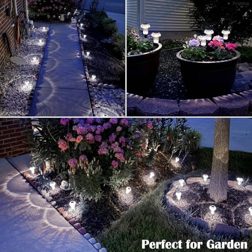 Priddop 8 Pack Solar Pathway Lights Outdoor Waterproof 6000K Cool White LED