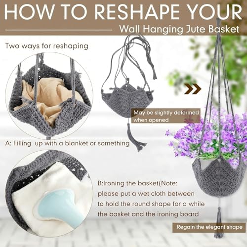 Shappy 1 Pack Boho Macrame Plant Hanger for Indoor