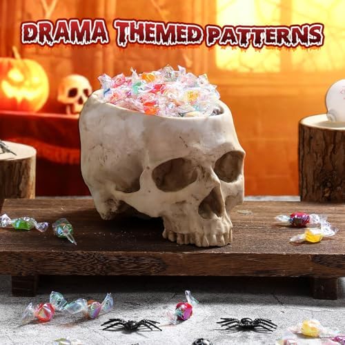 2 Pack Halloween Skull Planter, Beige, Vintage