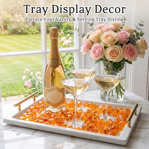 160 Pieces Orange Acrylic Fake Ice Rocks, Vase Fillers for Fall Table Decor