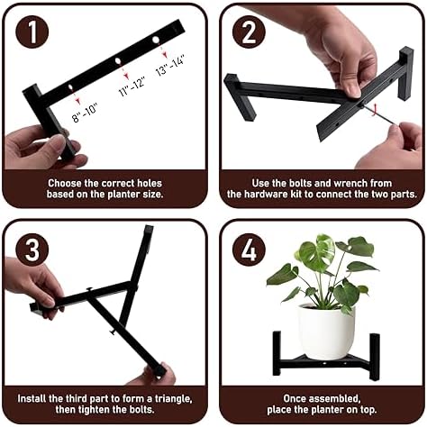 2-Pack Adjustable Plant Stand Indoor Outdoor, Black