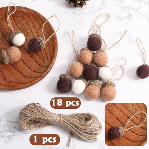 Boao 18 Pcs Felt Acorn Ornaments Fall Thanksgiving Wool Acorn Ball Decor
