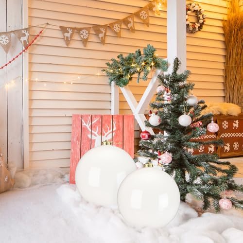 Zubebe 8" 4 Pcs Large Christmas Ornaments Ball, White