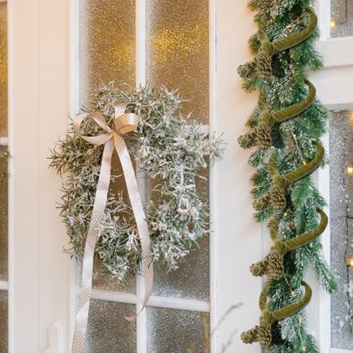 12Pcs Olive Green Christmas Garland Ties Decorative Banister Twist, Christmas Holiday Wreath Ties for Xmas Banisters Home Staircase Railings Decorations, 16 Inches