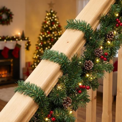 30 Pcs Christmas Artificial Pine Wire Hangers, Flexible Xmas Garland Ties