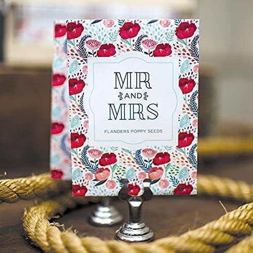 Bentley Seeds Mr & Mrs Pre Filled Flanders Poppy Seed Packets - 25 Individual Flanders Poppy Seed Packs -Wedding or