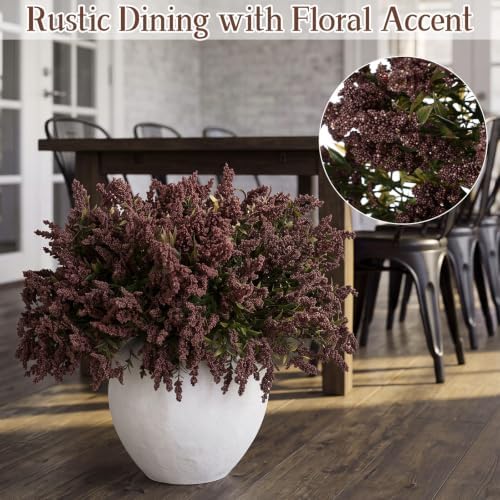 Zeyune 12 Pcs Fall Faux Rose Purple Berry Stem, 14 Inch Sedum Berry Pick
