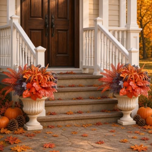 Fall Artificial Plants Faux Greenery for Outdoor Porch Planter Decoration