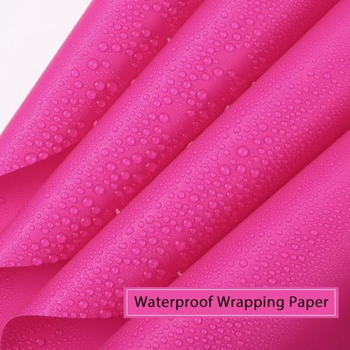 woric 25 Sheets Hot Pink Flower Wrapping Paper Waterproof