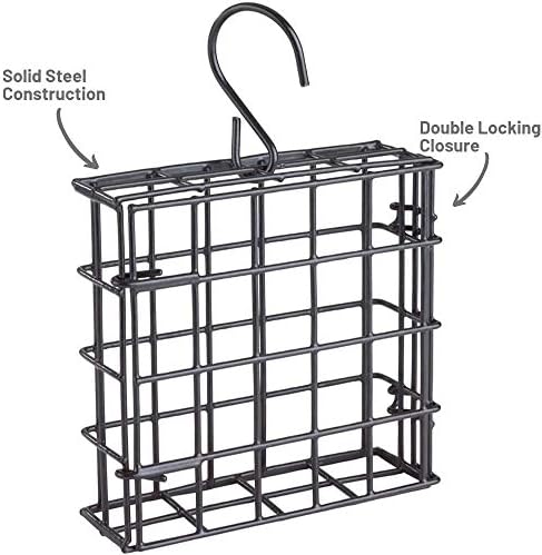 More Birds Suet Cage Bird Feeder, Fruit and Suet Feeder, Single Cake Capacity ,Black