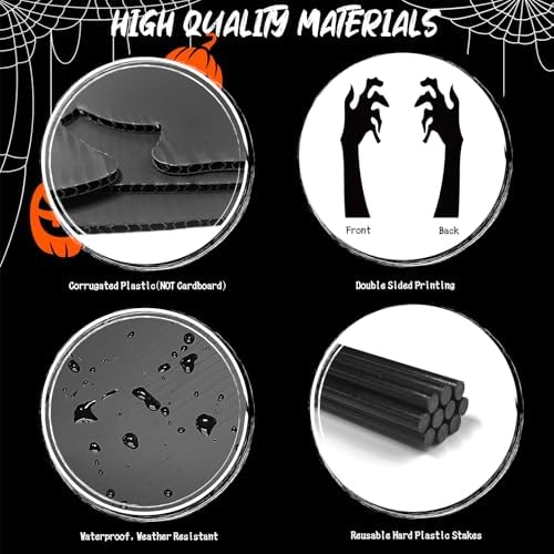 5 PCS Halloween Black Hands Yard Signs, Scary Hand Silhouette Lawn Sign with Stakes, Halloween Haunted House Decorations for Outdoor Yard Lawn Garden