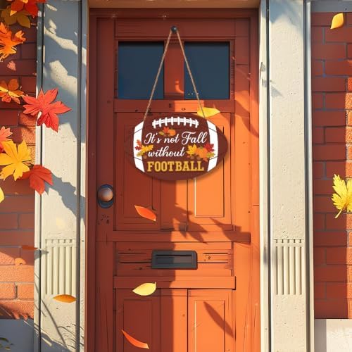 Fall Football Welcome Wreath Sign Wooden Pumpkins for Front Door
