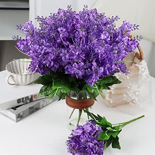 ECYC Ltd 13.78 inch Artificial Hyacinth Flower Bouquet, Silk Hyacinth Flowers Fake Flower with Stem Faux Hyacinth Flowers for Home Office Wedding Decoration,Dark Purple