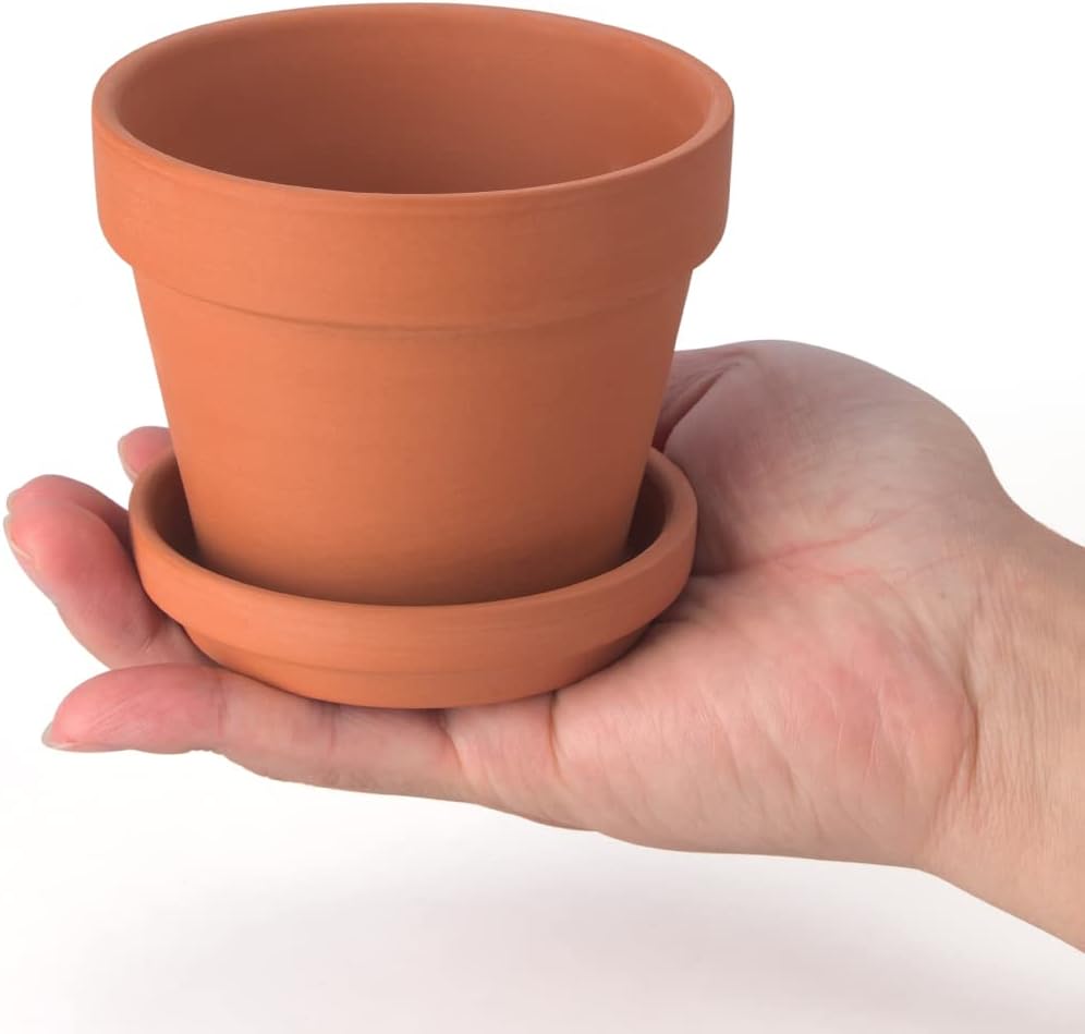 CFKJ [17 Pack] 4" Planter Nursery Pots Terracotta Pot with Saucer Clay Ceramic Pottery Cactus Pot Flower Succulent