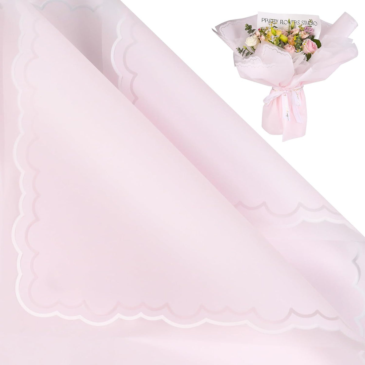 FUHITIM 20 Sheets Flower Wrapping Paper (Pink)