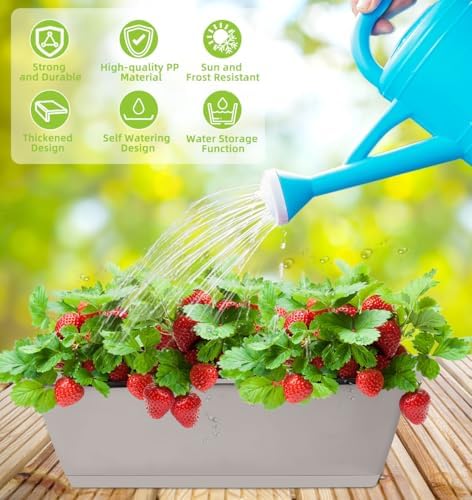 LOCONHA 7 Pack Window Box Planter, Plastic Vegetable Flower Planters Boxes