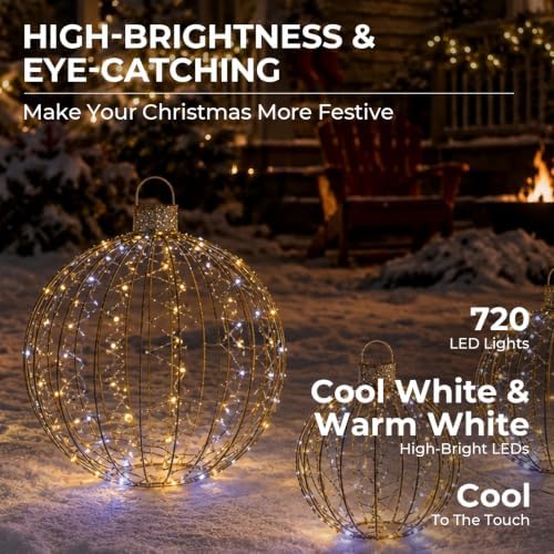 6PCS Large 19''+16''+12'' LED Large Christmas Lighted Balls