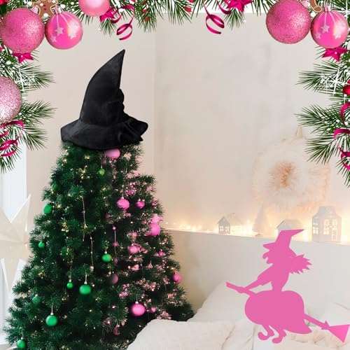 Gejoy Halloween Witch Hat Tree Topper Decorations Halloween Tree Ornaments