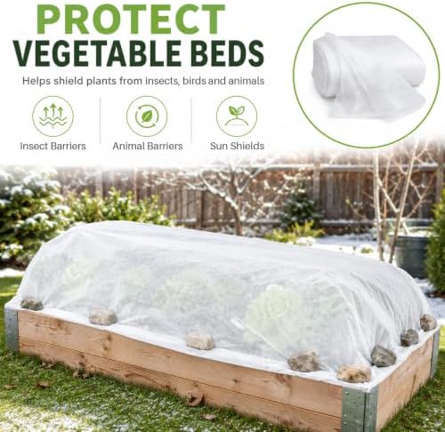 MAQIHAN Plant Covers Freeze Protection - 4.9ft x 16ft Frost Cloth for Plant