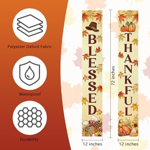 Thanksgiving Blessed Thankful Porch Banner Sign, Fall Harvest