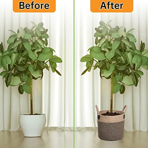 ZOES HOMEWARE Plant Basket for Indoor Plants with Handles,Jute Rope 10"x10"