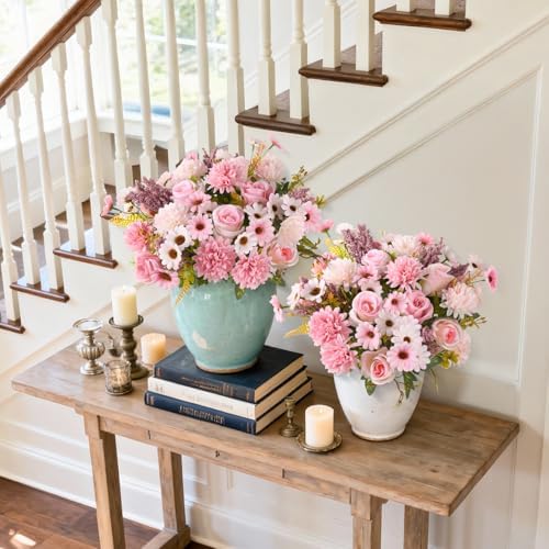 Homsunny Artificial Fake Fall Flowers for Outdoor Indoor Decoration