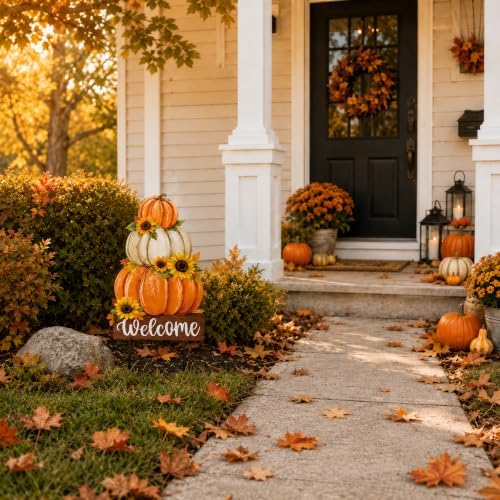 Fall Decorations Outdoor Metal Yard Sign Pumpkin Garden Stakes