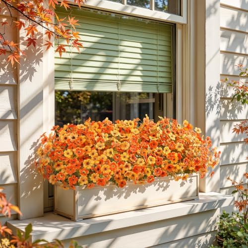 Alupssuc 48 Bundles Artificial Fall Flowers, UV Resistant Faux Mums Porch