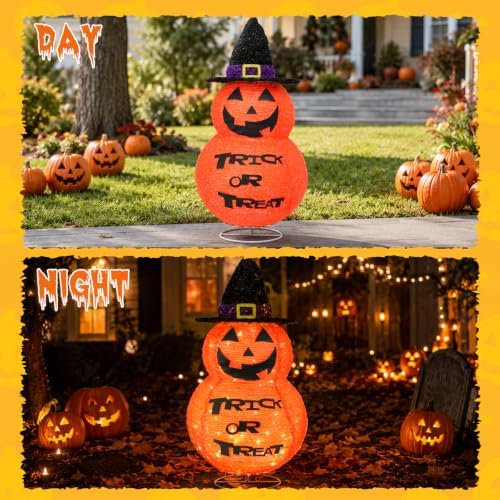 MUMTOP 2.5FT Lighted Halloween Jack-O-Lantern Porch Decoration