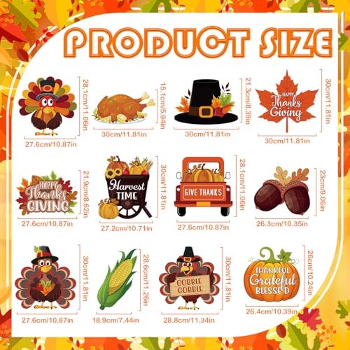 Threehoney 12 Pcs Thanksgiving Yard Signs with Stakes