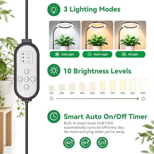 Floor Halo Grow Light for Indoor Plants, Full Spectrum Plant Light