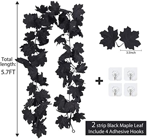 RECUTMS 2 Pcs Fall Maple Leaf Garland Hanging Black Decor Fall Leaves Vines