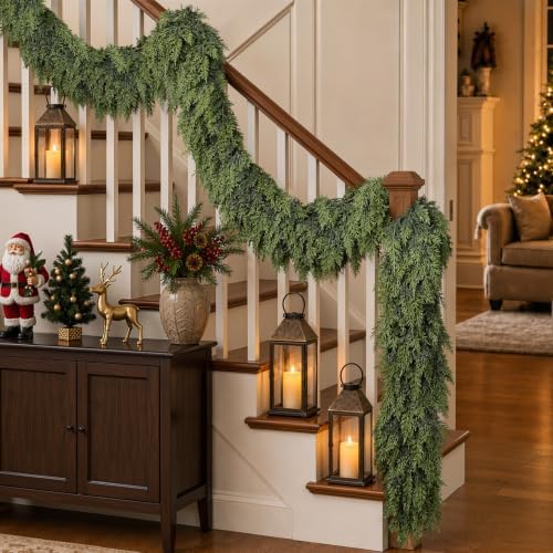 Alupssuc 12FT Christmas Garland, Encrypting Real Touch Cedar Garland