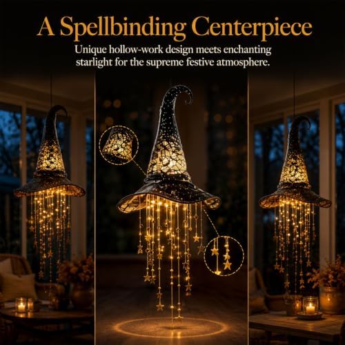 Halloween Witch Hat Hanging Decor Light
