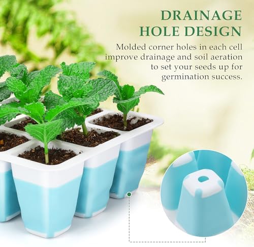 Hanaoyo 12 PCS Reusable Seed Starter Tray, 144 Cells Seed Starter Kit with Flexible Pop-Out Cells, Seedling Starter Trays for Seed Starter, Indoor Greenhouse Seeding Planting Growing