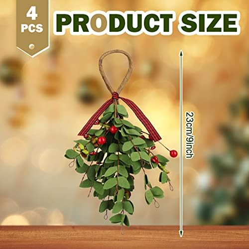 XunYee 4 Pcs Christmas Mistletoe Ornaments Decor