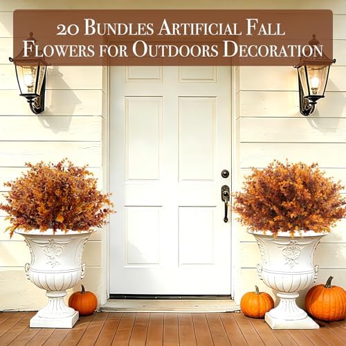 20 Bundles Artificial Fall Flowers for Outdoors Fall Decorations for Home