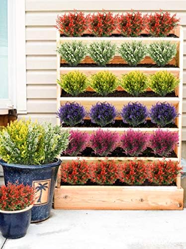 RECUTMS 8Pcs Artificial Lavender Flowers for Outdoor Decoration,Fake Shrubs