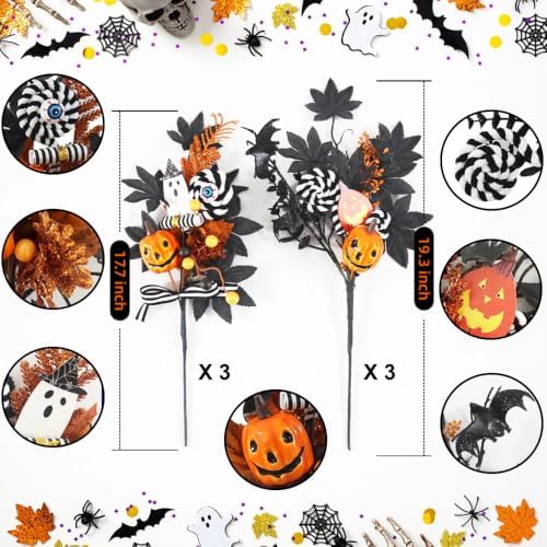 6 PCS Halloween Stems Faux Flower Picks Halloween Decor Festive Branches