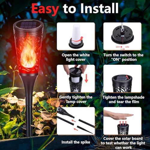 Toodour Solar Halloween Lights Outdoor, 6 Pack Solar Torch Light Waterproof