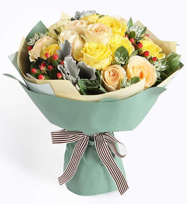LeZakaa 20 Sheets Flower Wrapping Paper - Waterproof Reversible Floral Bouquet Paper - Military Green Design for Father's Day, Graduation, Party, Holiday